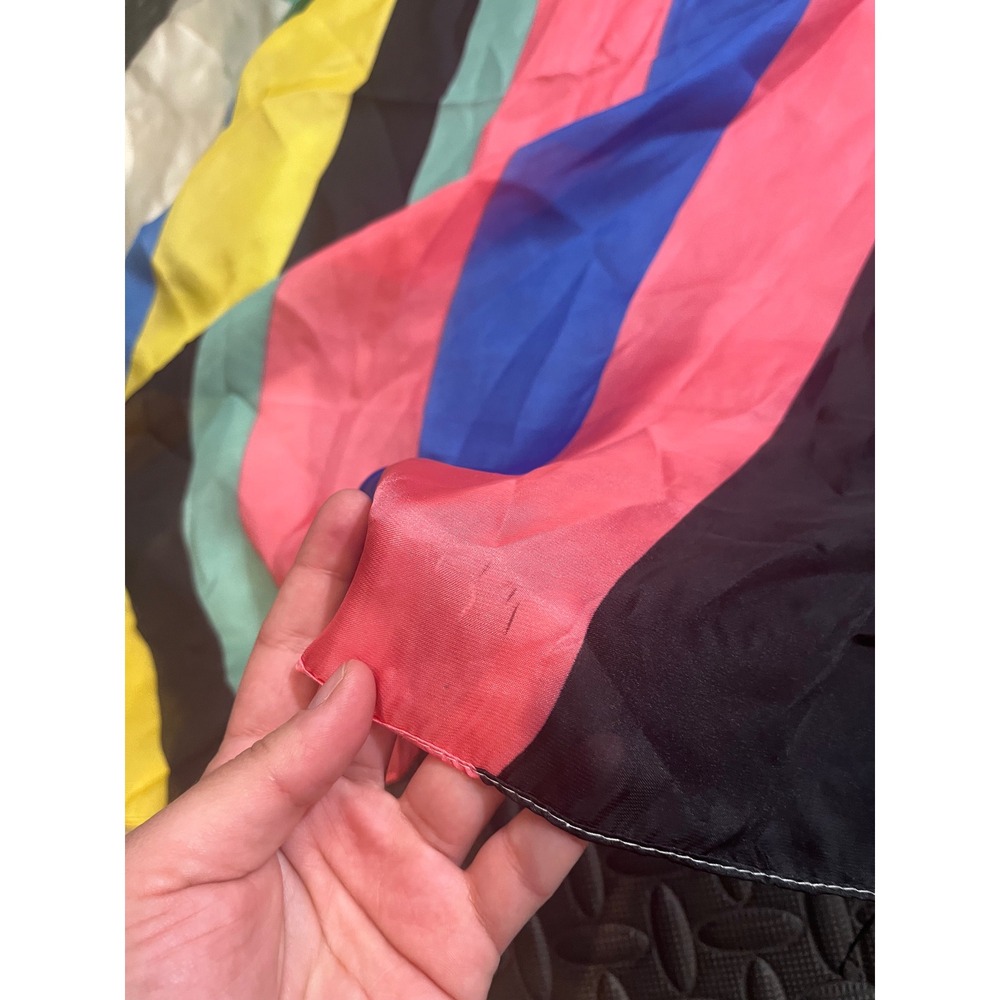 Chanel Silk Scarf Womens OS Multicolor Striped CC Logo Square Made in Italy‎ - Picture 4 of 10